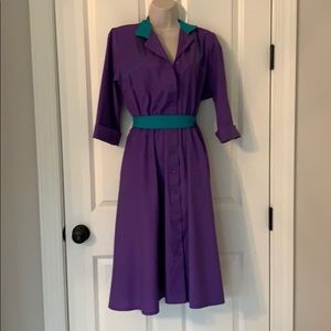 VINTAGE WILLI PURPLE/TURQUOISE SHIRT DRESS SZ10